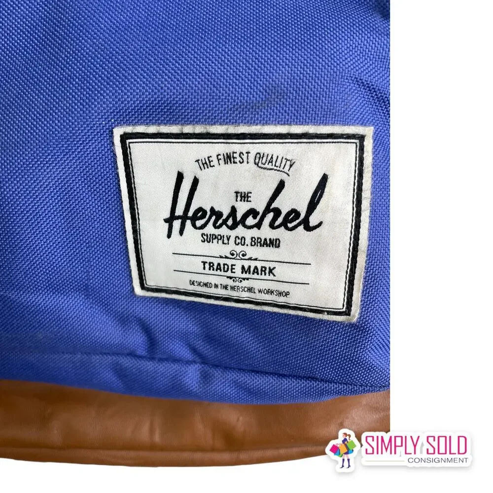 Herschel Supply Co‎ Heritage Backpack Royal Blue Brown Faux Leather Bottom